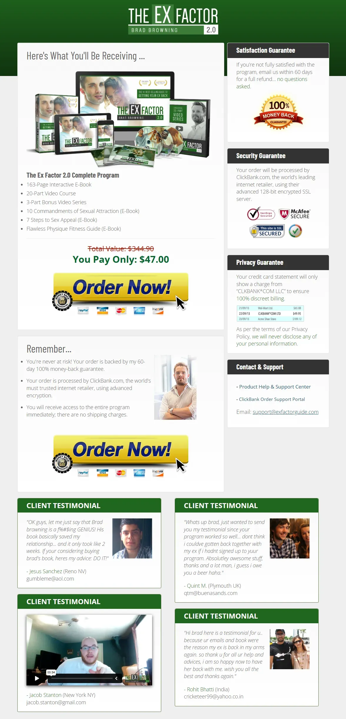 Ex Factor 2.0 secure checkout page preview